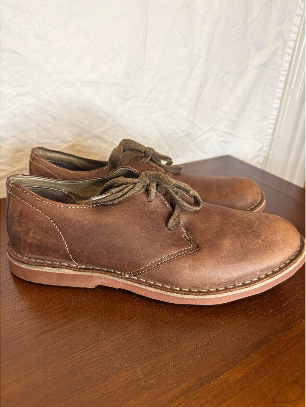 VINTAGE L.L.Bean Men’s Brown Leather Oxford Shoes Lace-Up Round Toe 8.5 M